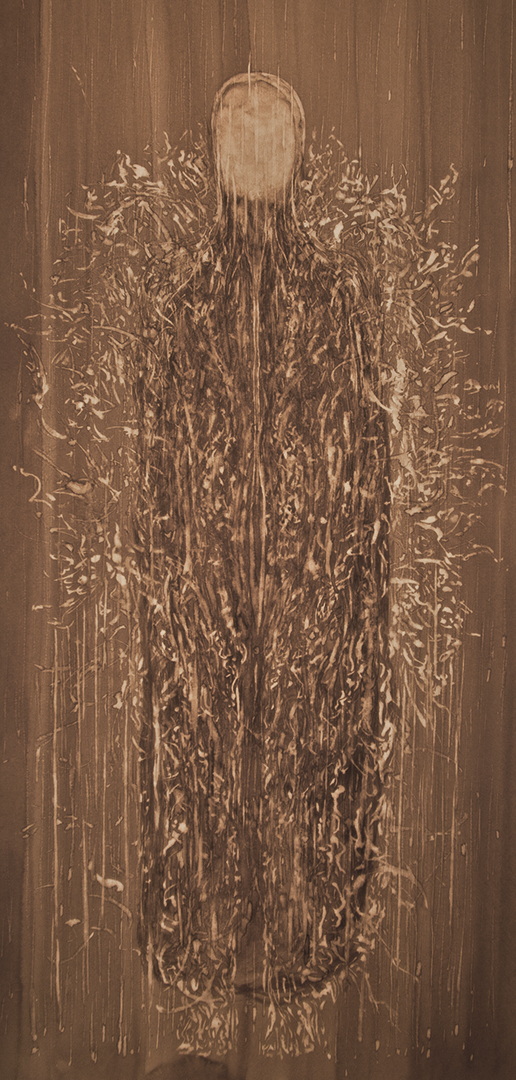 S004 - Brou de noix sur papier, 33cm x 67,5cm
