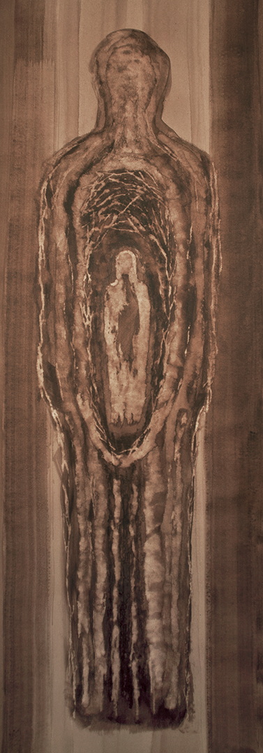 S008 - Brou de noix sur papier, 24cm x 68cm
