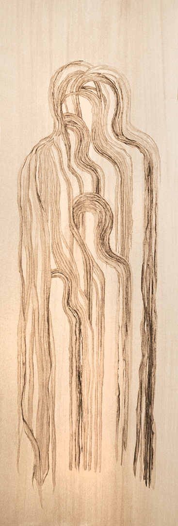 ES008 - Brou de noix sur papier, 11,5cm x 38cm