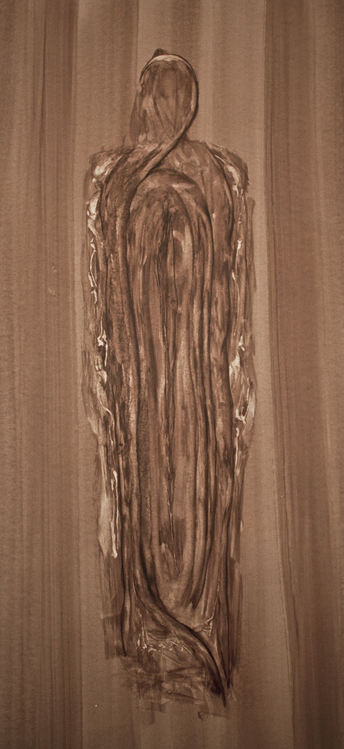 S009 - Brou de noix sur papier, 44cm x 91cm
