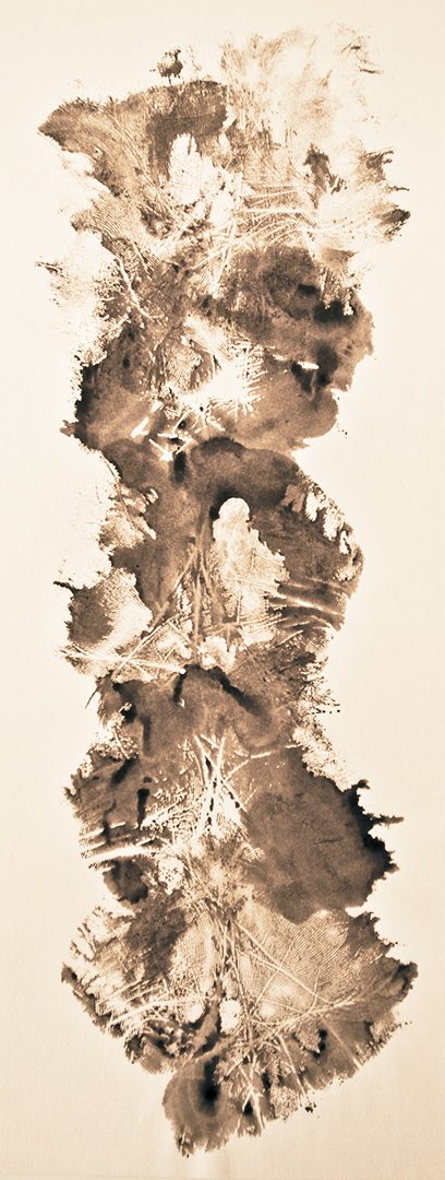 TR014 - Brou de noix sur papier, 14cm x 36cm